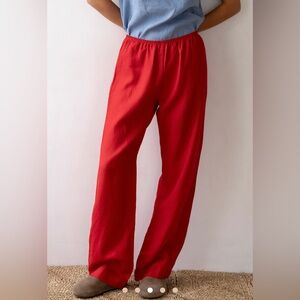 New w/o Tag— DONNI. The Linen Simple Pant in Bell Pepper